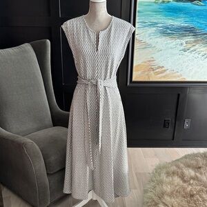 ME+EM Monochrome Geometric Midi Dress